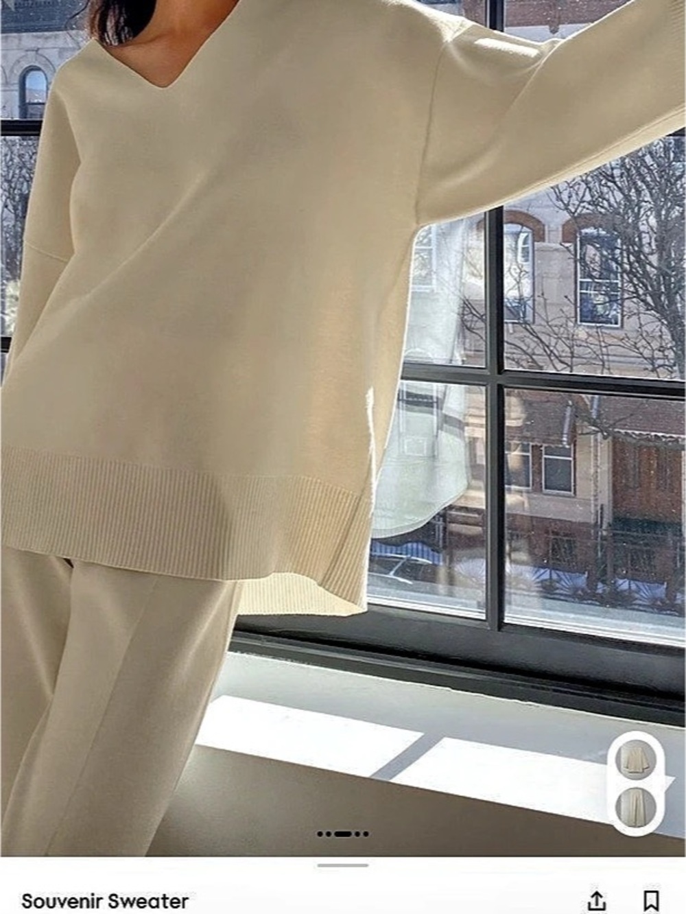 Aritzia Wilfred Free Souvenir Sweater V-Neck Cream
